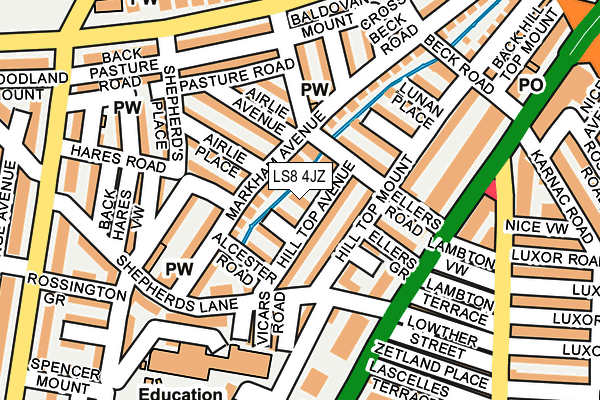 LS8 4JZ map - OS OpenMap – Local (Ordnance Survey)