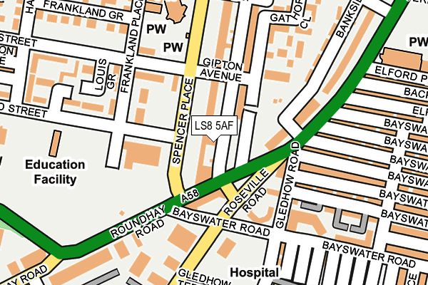 LS8 5AF map - OS OpenMap – Local (Ordnance Survey)