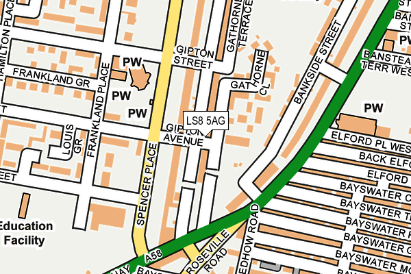 LS8 5AG map - OS OpenMap – Local (Ordnance Survey)