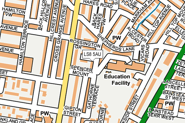 LS8 5AU map - OS OpenMap – Local (Ordnance Survey)