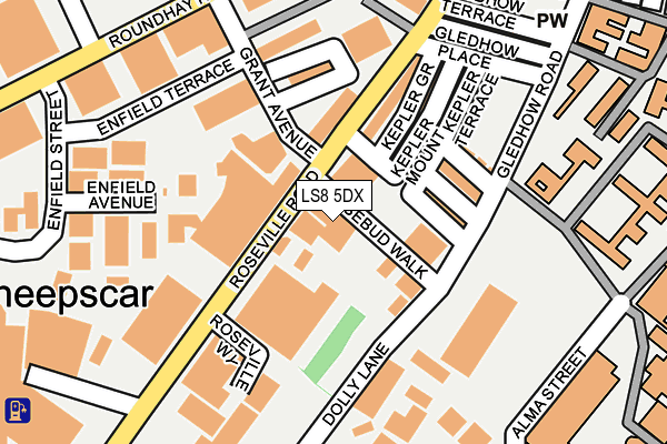 LS8 5DX map - OS OpenMap – Local (Ordnance Survey)