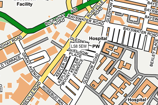 LS8 5EW map - OS OpenMap – Local (Ordnance Survey)
