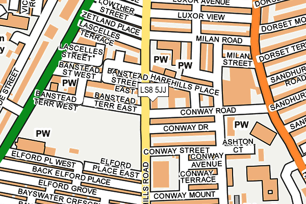 LS8 5JJ map - OS OpenMap – Local (Ordnance Survey)