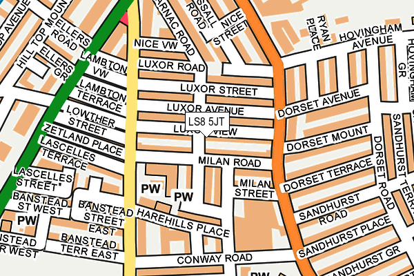 LS8 5JT map - OS OpenMap – Local (Ordnance Survey)