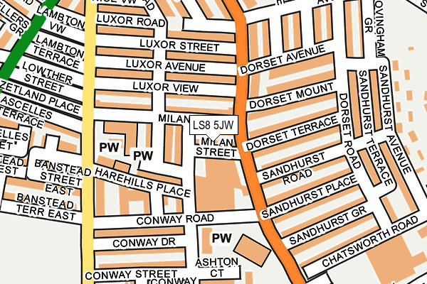 LS8 5JW map - OS OpenMap – Local (Ordnance Survey)