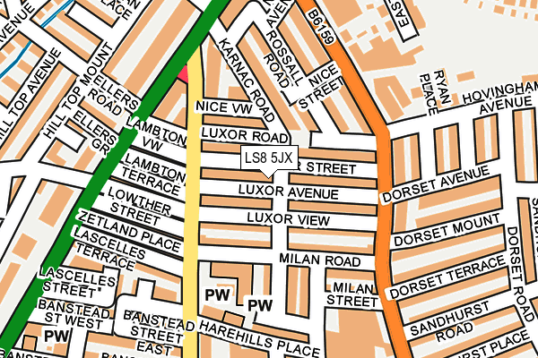 LS8 5JX map - OS OpenMap – Local (Ordnance Survey)
