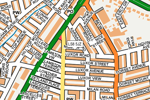 LS8 5JZ map - OS OpenMap – Local (Ordnance Survey)