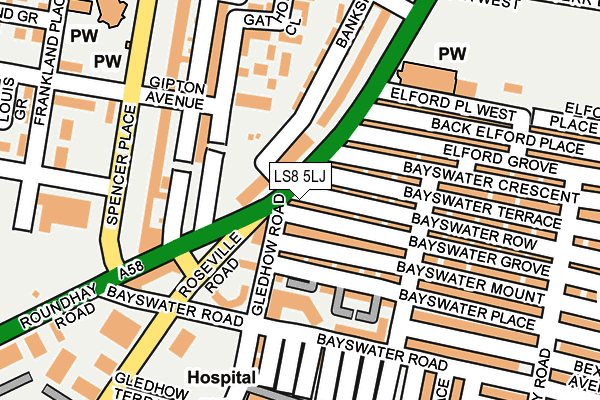 LS8 5LJ map - OS OpenMap – Local (Ordnance Survey)