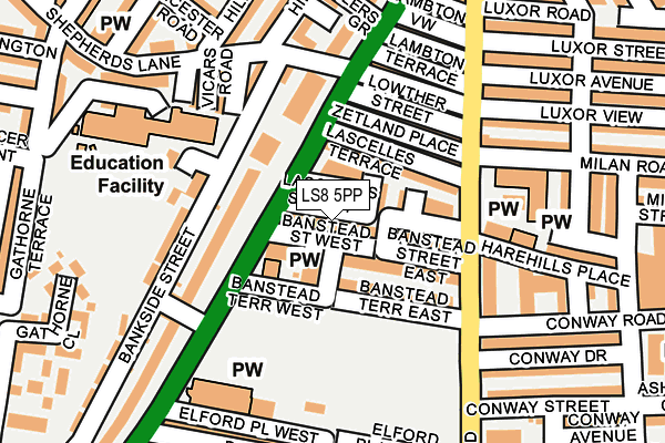 LS8 5PP map - OS OpenMap – Local (Ordnance Survey)