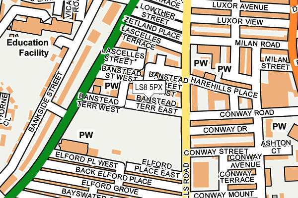 LS8 5PX map - OS OpenMap – Local (Ordnance Survey)