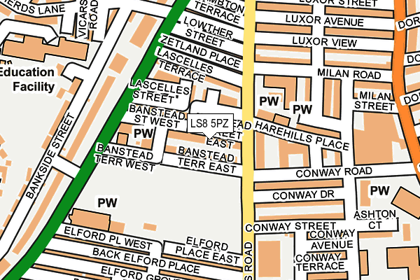 LS8 5PZ map - OS OpenMap – Local (Ordnance Survey)
