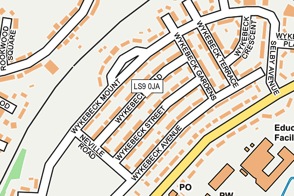 LS9 0JA map - OS OpenMap – Local (Ordnance Survey)