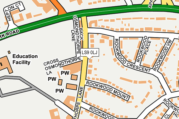 LS9 0LJ map - OS OpenMap – Local (Ordnance Survey)