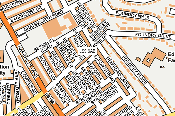 LS9 6AB map - OS OpenMap – Local (Ordnance Survey)