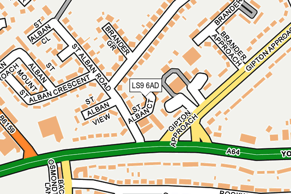 LS9 6AD map - OS OpenMap – Local (Ordnance Survey)