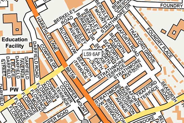 LS9 6AF map - OS OpenMap – Local (Ordnance Survey)