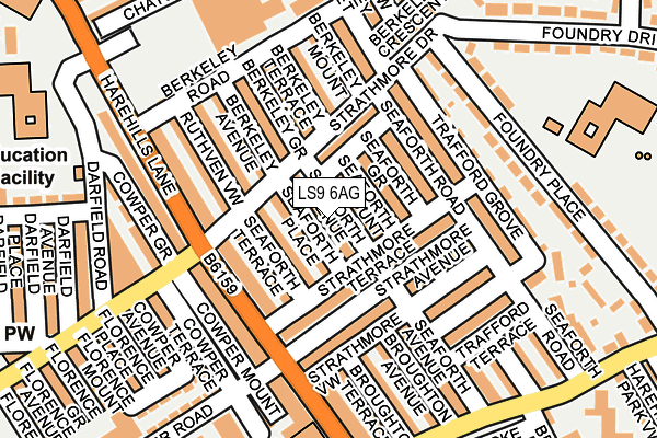LS9 6AG map - OS OpenMap – Local (Ordnance Survey)
