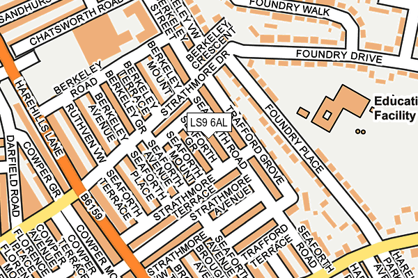 LS9 6AL map - OS OpenMap – Local (Ordnance Survey)