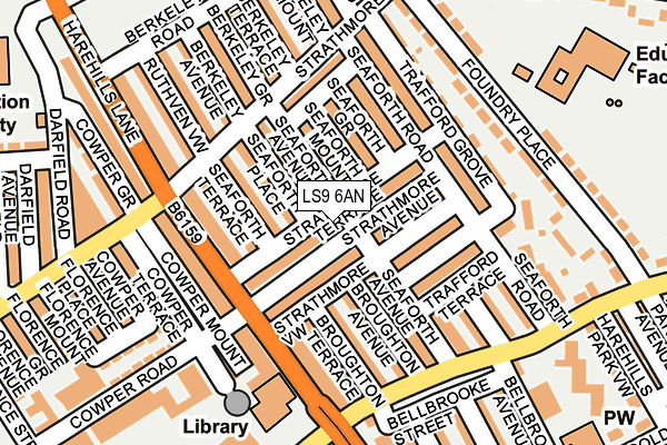 LS9 6AN map - OS OpenMap – Local (Ordnance Survey)