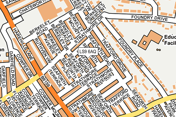 LS9 6AQ map - OS OpenMap – Local (Ordnance Survey)