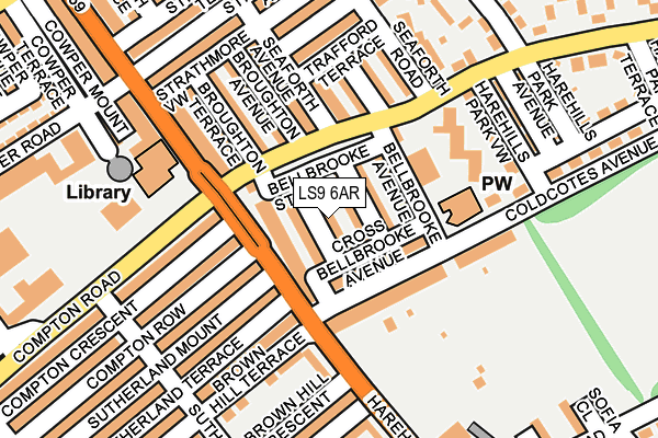 LS9 6AR map - OS OpenMap – Local (Ordnance Survey)
