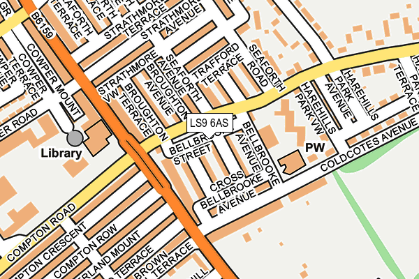 LS9 6AS map - OS OpenMap – Local (Ordnance Survey)