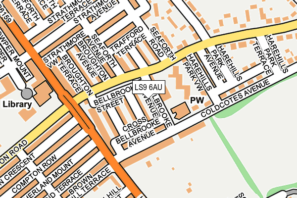 LS9 6AU map - OS OpenMap – Local (Ordnance Survey)