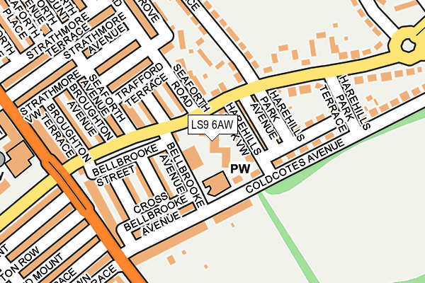 LS9 6AW map - OS OpenMap – Local (Ordnance Survey)