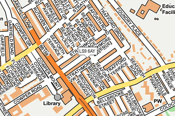 LS9 6AY map - OS OpenMap – Local (Ordnance Survey)