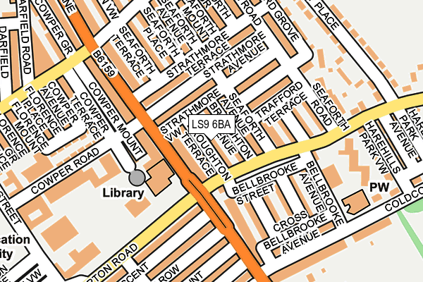 LS9 6BA map - OS OpenMap – Local (Ordnance Survey)