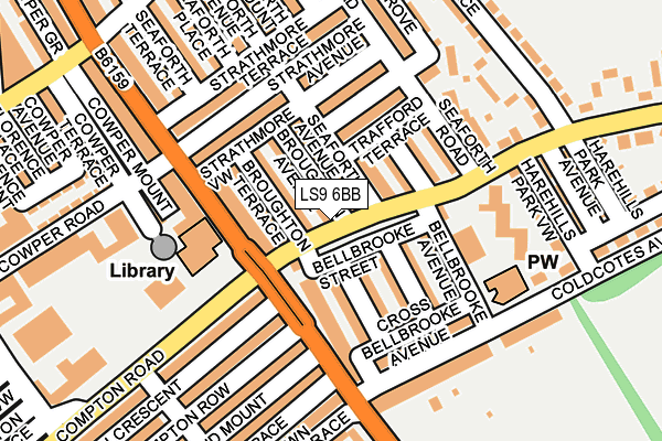 LS9 6BB map - OS OpenMap – Local (Ordnance Survey)