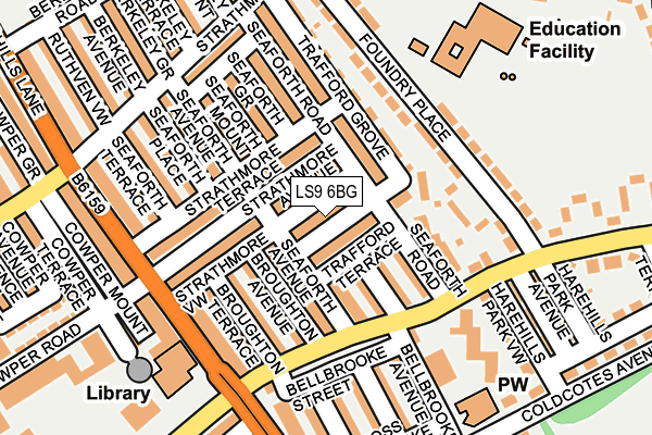LS9 6BG map - OS OpenMap – Local (Ordnance Survey)