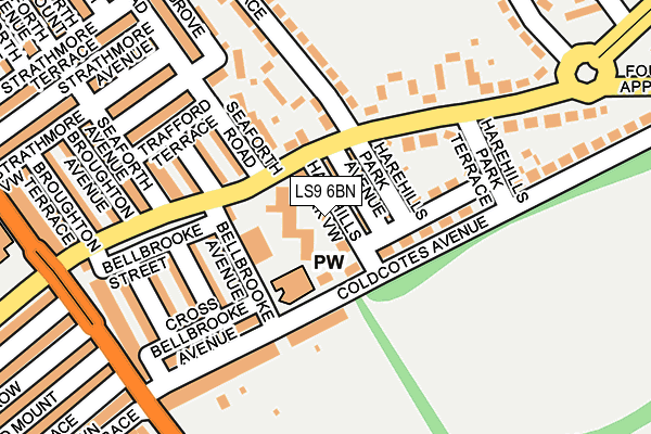 LS9 6BN map - OS OpenMap – Local (Ordnance Survey)