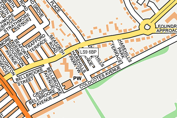 LS9 6BP map - OS OpenMap – Local (Ordnance Survey)