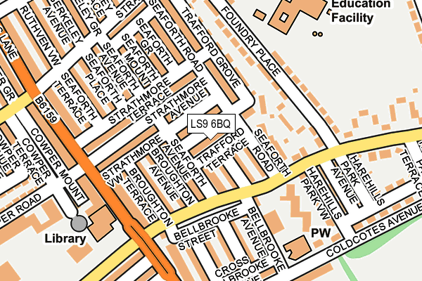LS9 6BQ map - OS OpenMap – Local (Ordnance Survey)