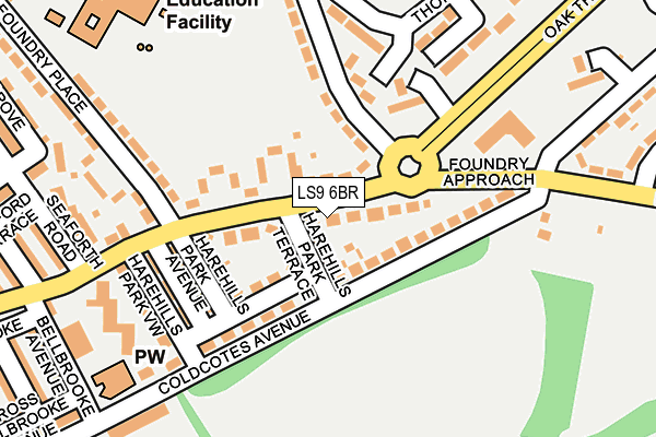 LS9 6BR map - OS OpenMap – Local (Ordnance Survey)