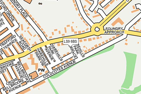 LS9 6BS map - OS OpenMap – Local (Ordnance Survey)