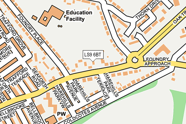 LS9 6BT map - OS OpenMap – Local (Ordnance Survey)