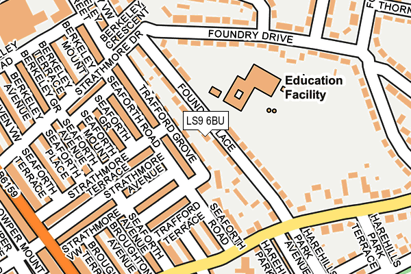 LS9 6BU map - OS OpenMap – Local (Ordnance Survey)