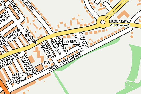 LS9 6BW map - OS OpenMap – Local (Ordnance Survey)