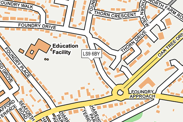 LS9 6BY map - OS OpenMap – Local (Ordnance Survey)