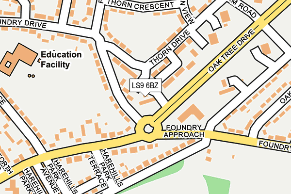LS9 6BZ map - OS OpenMap – Local (Ordnance Survey)