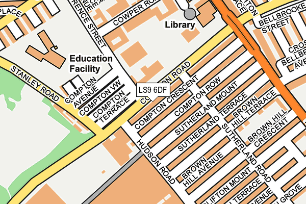 LS9 6DF map - OS OpenMap – Local (Ordnance Survey)