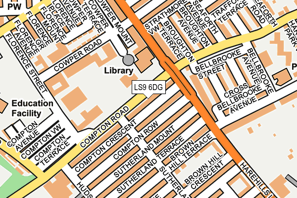 LS9 6DG map - OS OpenMap – Local (Ordnance Survey)