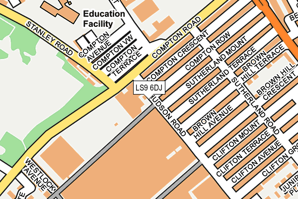 LS9 6DJ map - OS OpenMap – Local (Ordnance Survey)