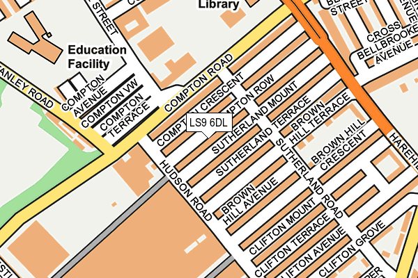 LS9 6DL map - OS OpenMap – Local (Ordnance Survey)