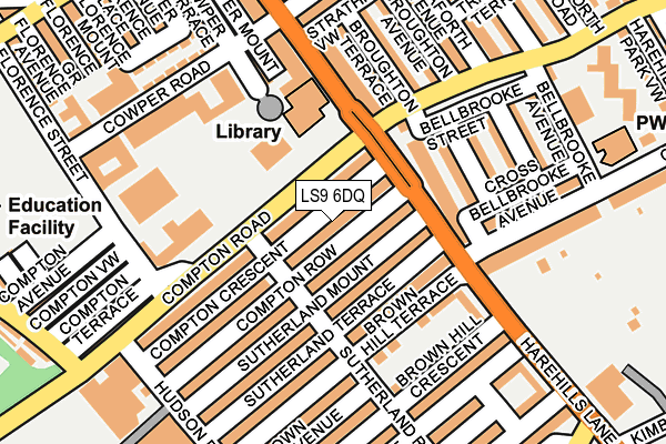 LS9 6DQ map - OS OpenMap – Local (Ordnance Survey)
