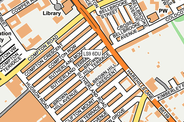 LS9 6DU map - OS OpenMap – Local (Ordnance Survey)