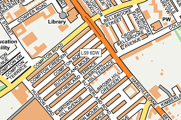 LS9 6DW map - OS OpenMap – Local (Ordnance Survey)