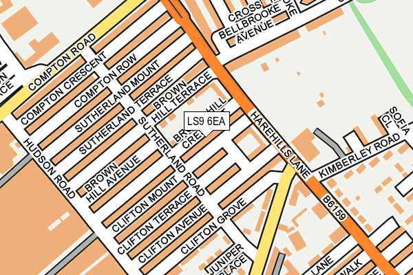 LS9 6EA map - OS OpenMap – Local (Ordnance Survey)